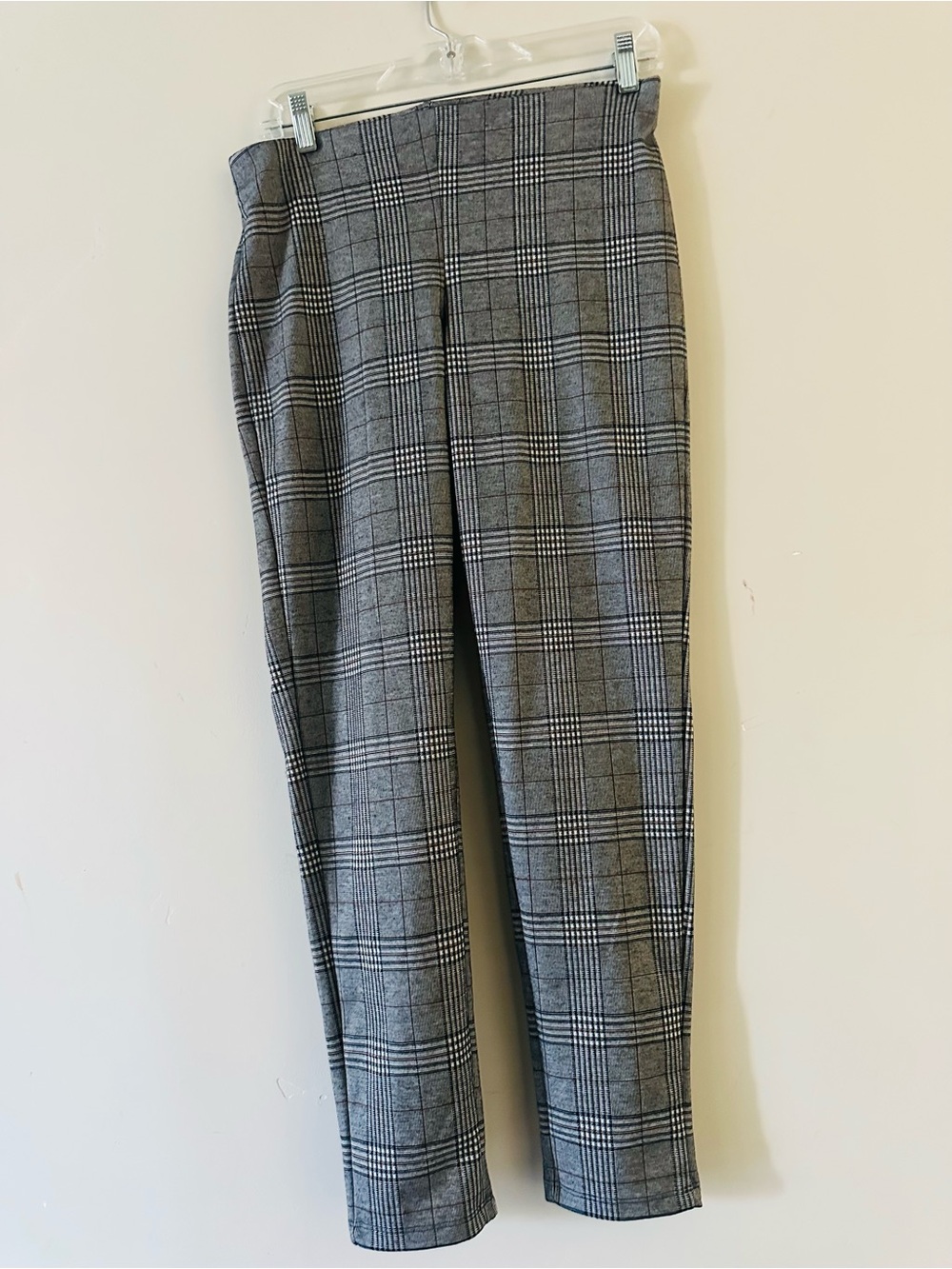 Mango Gray Plaid Straight-Leg Trousers